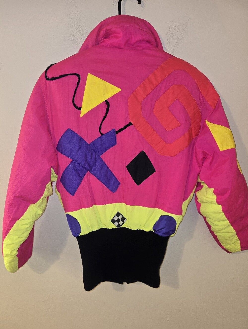 Vintage 80s Obermeyer Neon Pink Ski Jacket Women’s 4 Retro Colorblock Snowsuit - Picture 2 of 8